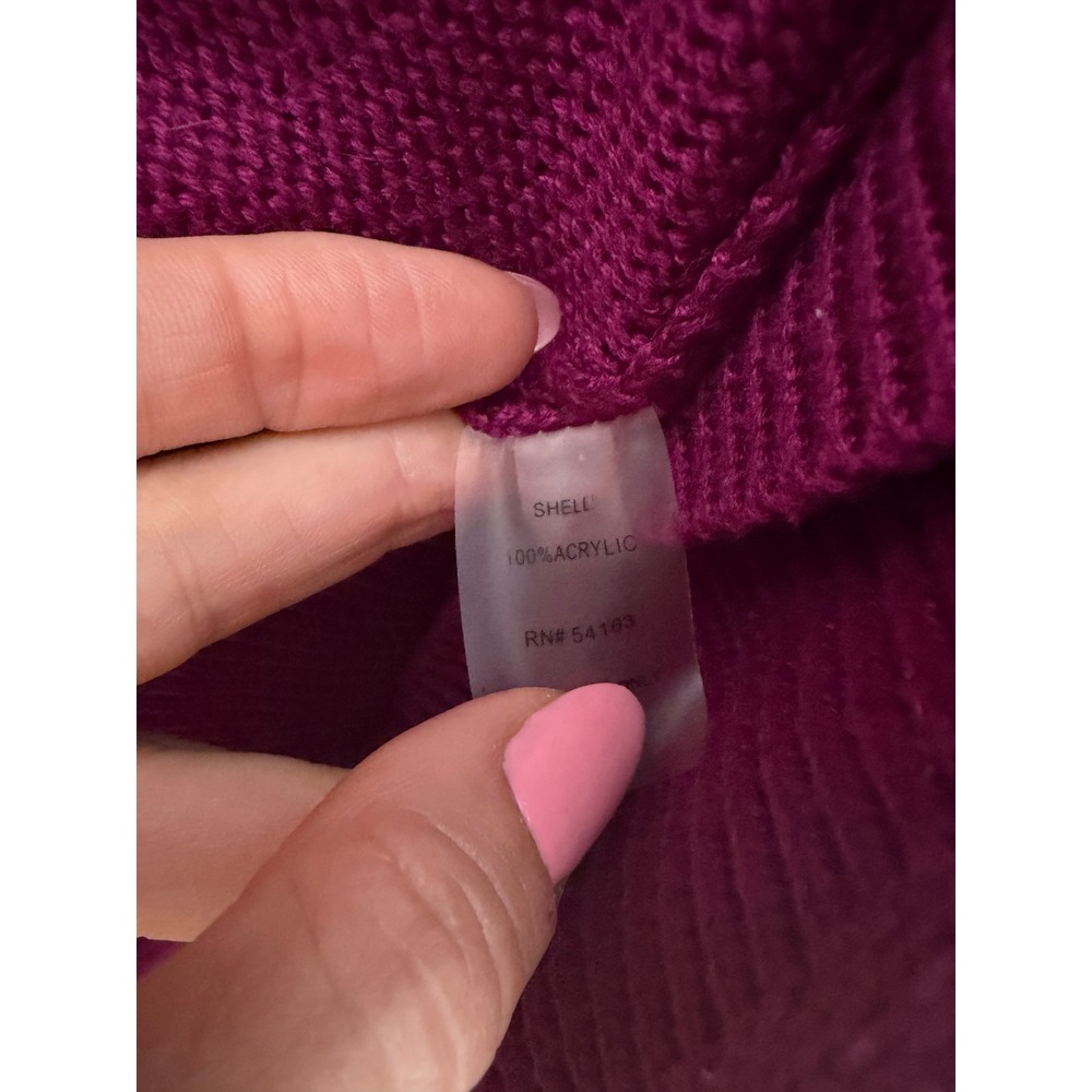 Ivanka Trump Magenta Open Front Zip Accent‎ Cardigan Sweater Women's Large L - Picture 6 of 7